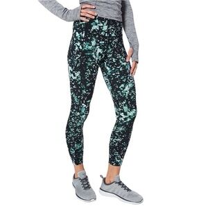 Lululemon Fast and Free High-Rise Leggings 25" Black & Teal Nulux Sz 4
